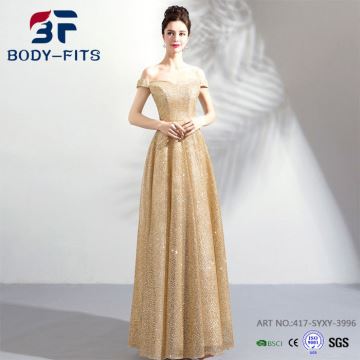 Златна вечерна рокля Shinny Off
